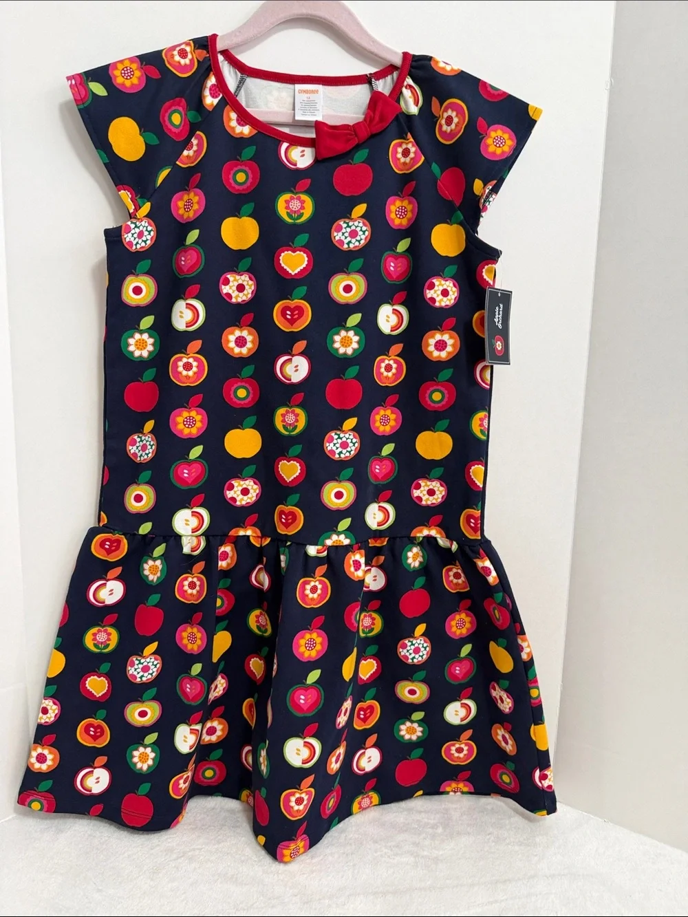 Gymboree Girls Apple Ponte Peplum Dress - Apple Orchard - Blue Size 12